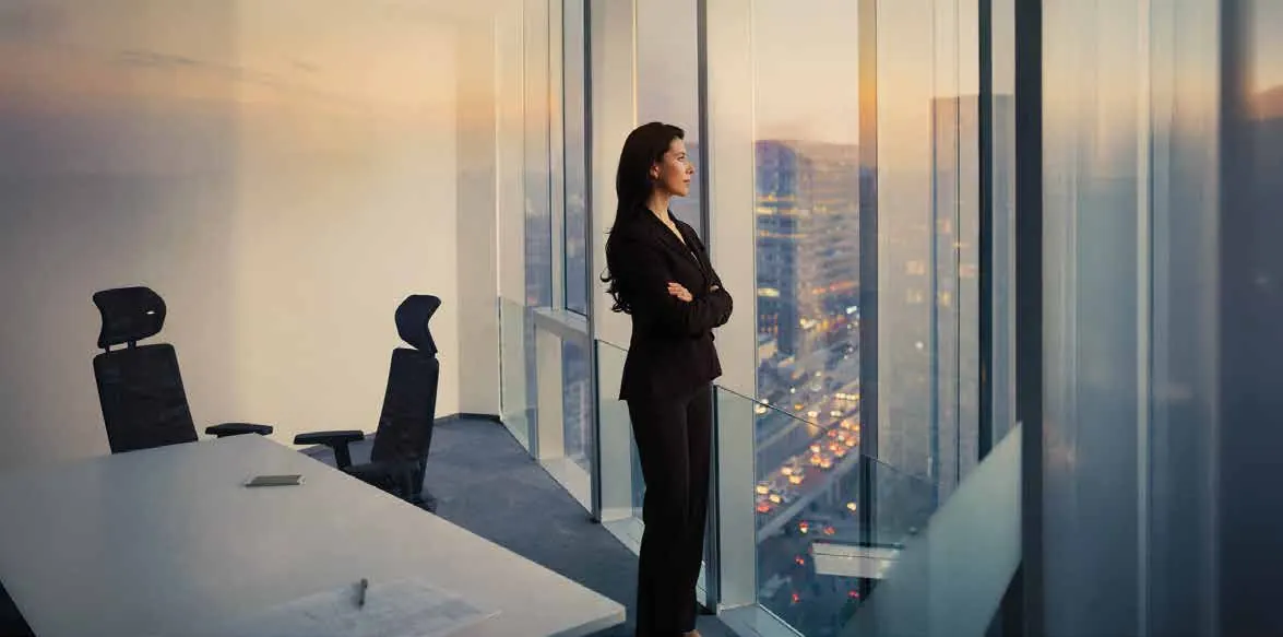 Conceptual image of a confident business leader